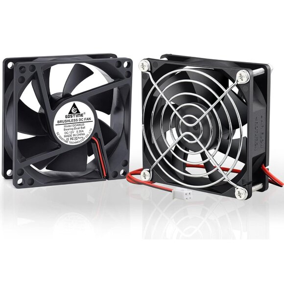 Other - 2 Pack 80mm x 25mm Dual Ball Bearings High Speed 4500RPM 12V DC Brushless Coolin